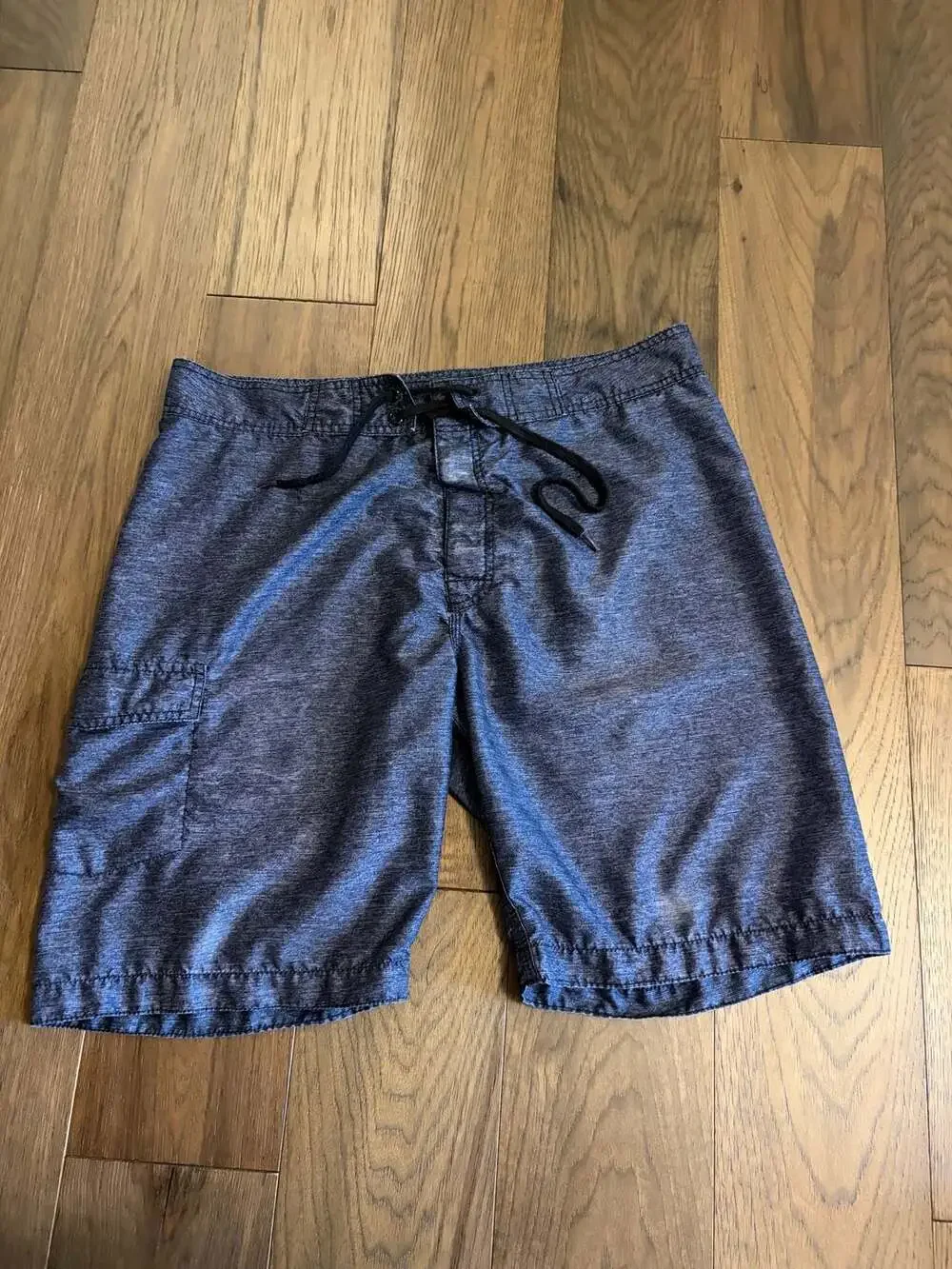 Old Navy Swim Shorts Size L Blue Heather Drawstring Cargo Pocket